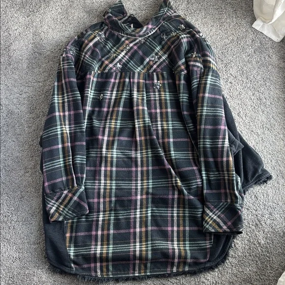Free People Star Constellations Within Too Sequin Star Flannel Top - Picture 8 of 15